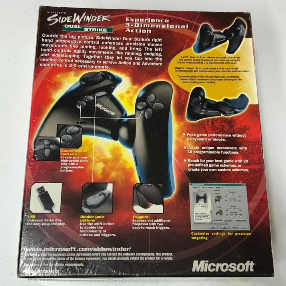 Microsoft Windows 98 Sidewinder Dual Strike USB PC Controller Gamepad NEW Sealed
